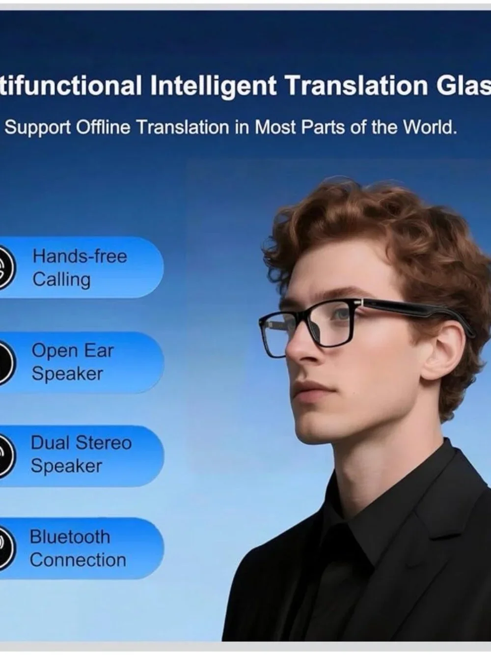 AI Smart Bluetooth Translator Glasses